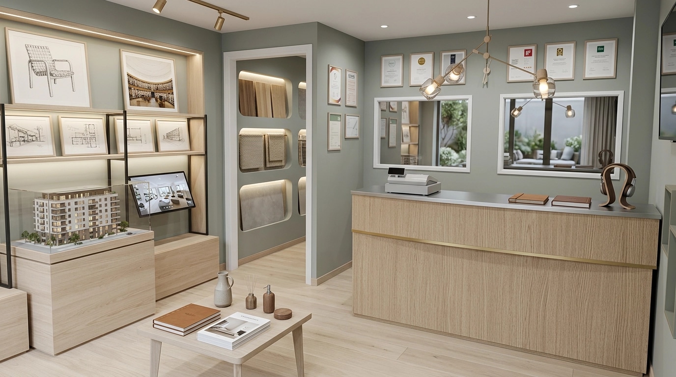 Interior design in Scandinavian style — showroom by GenRoom AI