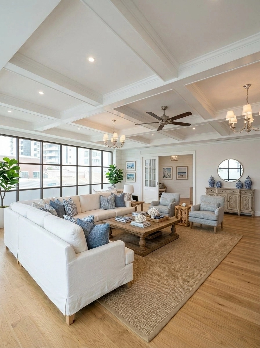 Interior design in Coastal / Hamptons style — Living Room by GenRoom AI