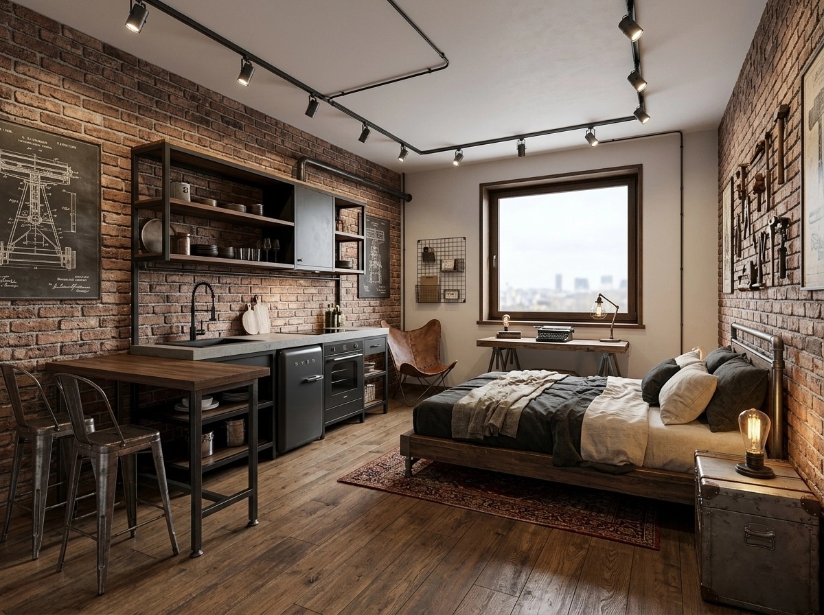 Interior design in Loft / Industrial style — studio by GenRoom AI