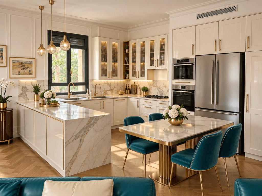 Kitchen interior in Art Deco style — photo by GenRoom AI