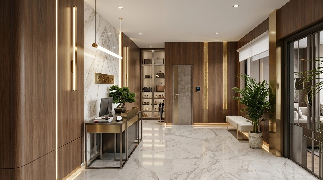 Design de interiores em estilo Contemporary — lobby por GenRoom AI