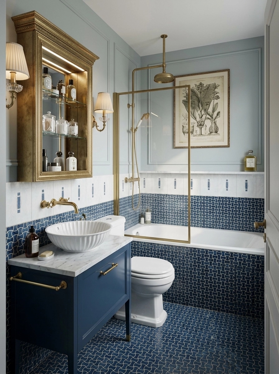 Bathroom interior in French Parisian style — photo by GenRoom AI