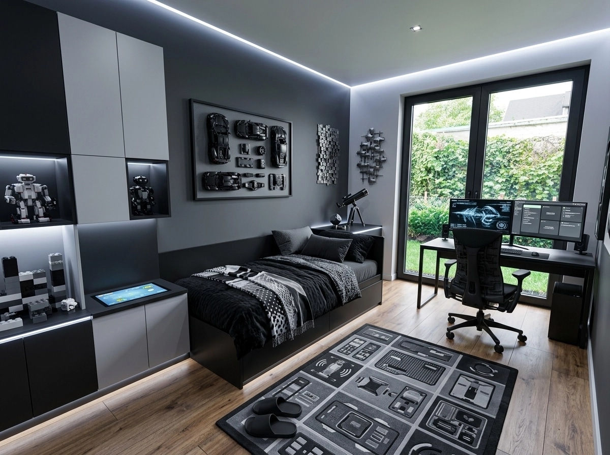 Diseño de interiores en estilo Blacktec — Habitación Infantil por GenRoom AI