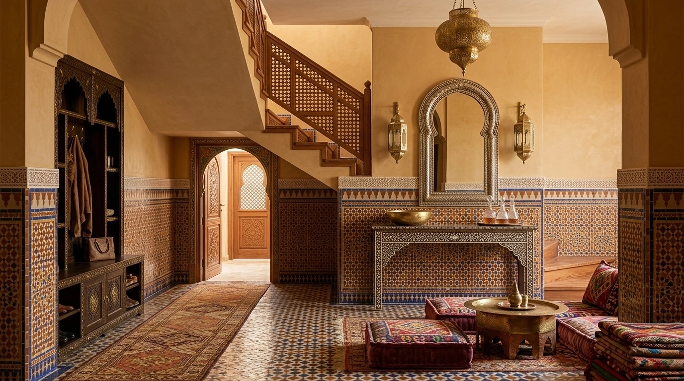 Hallway interior in Arabian / Moroccan style — photo by GenRoom AI