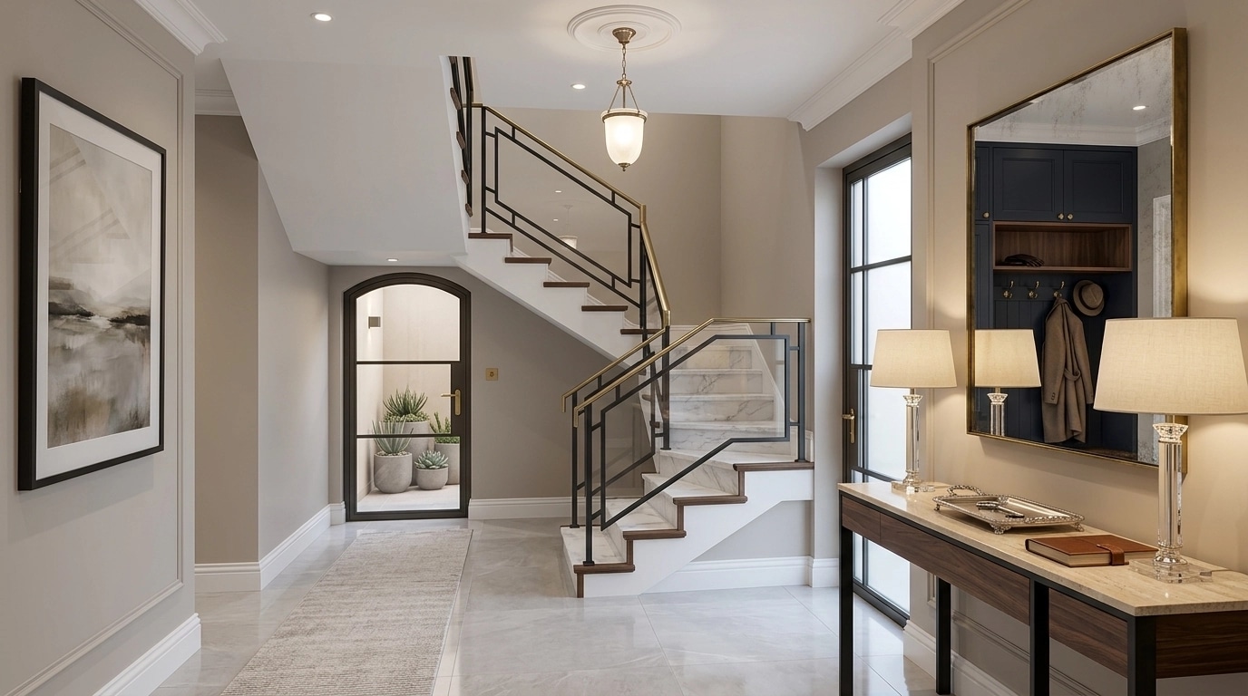 Transitional Hallway design — interior photo by GenRoom AI