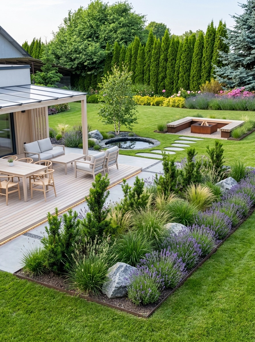 Landscape design in Scandinavian Garden style — Yard by GenRoom AI
