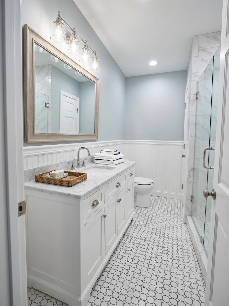 Interior design in Coastal / Hamptons style — Bathroom by GenRoom AI