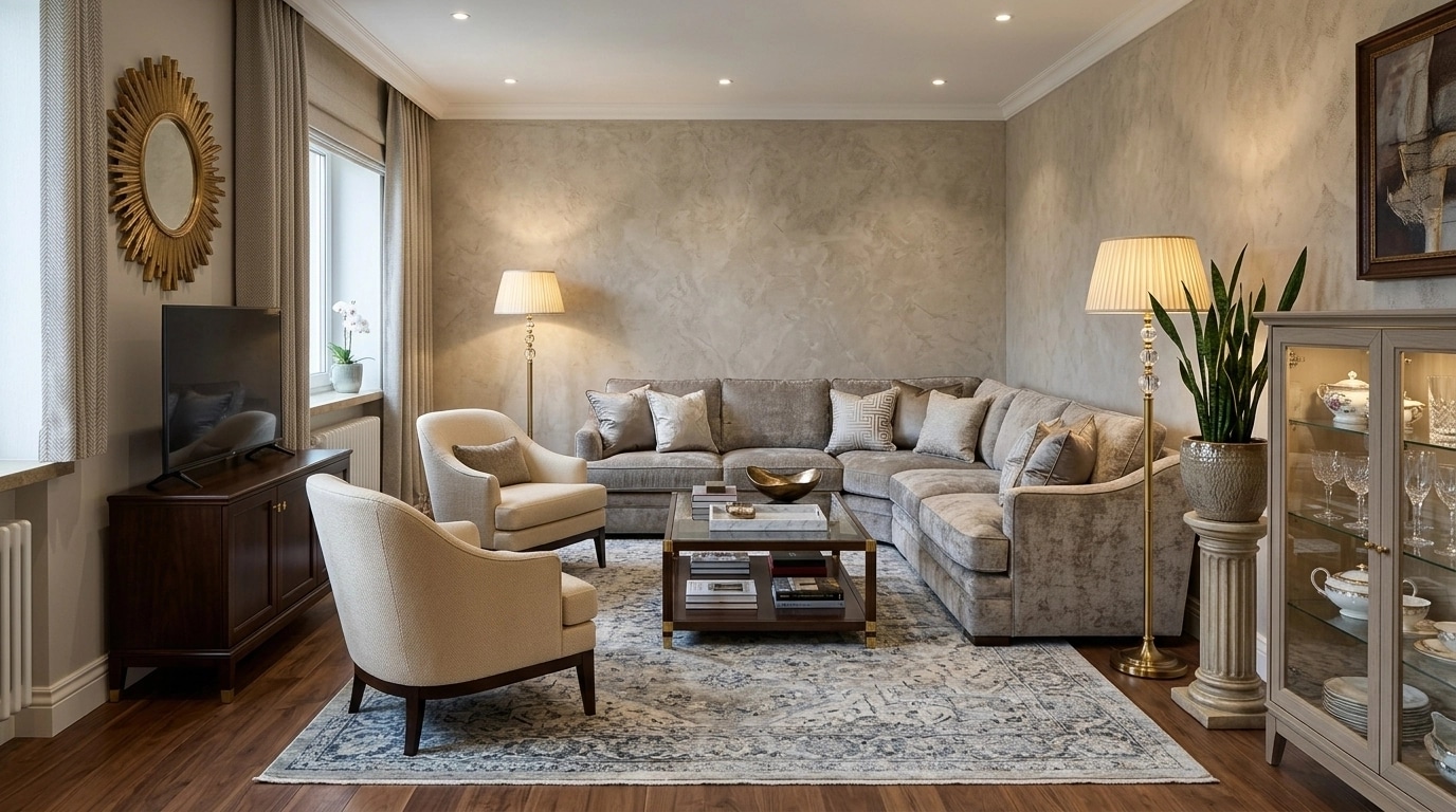 Transitional Living Room design — interior photo by GenRoom AI