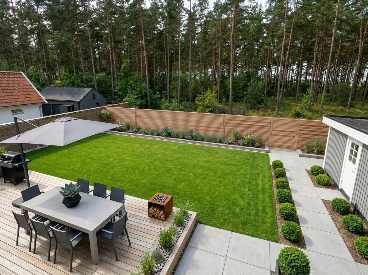 Diseño paisajístico en estilo Minimalist Yard — Jardín por GenRoom AI
