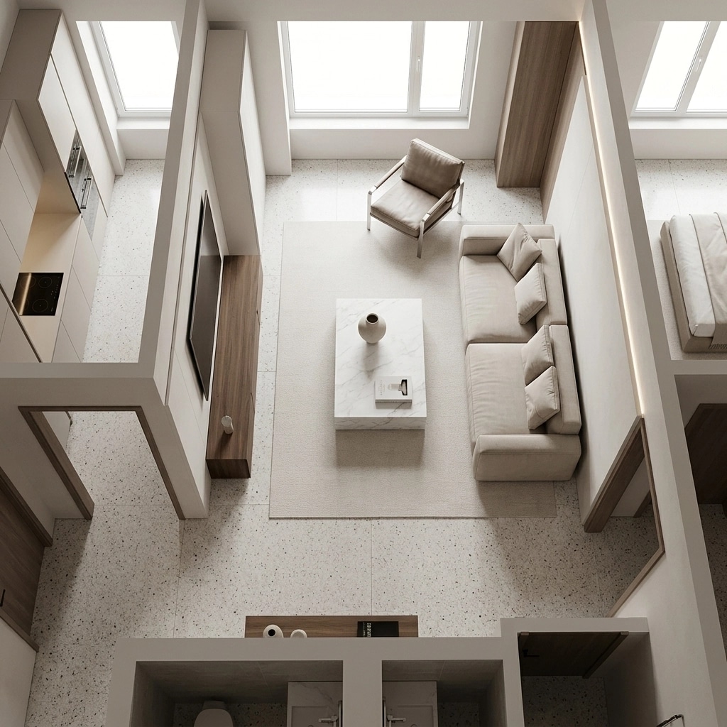 Interior design in Minimalism style — Living Room by GenRoom AI