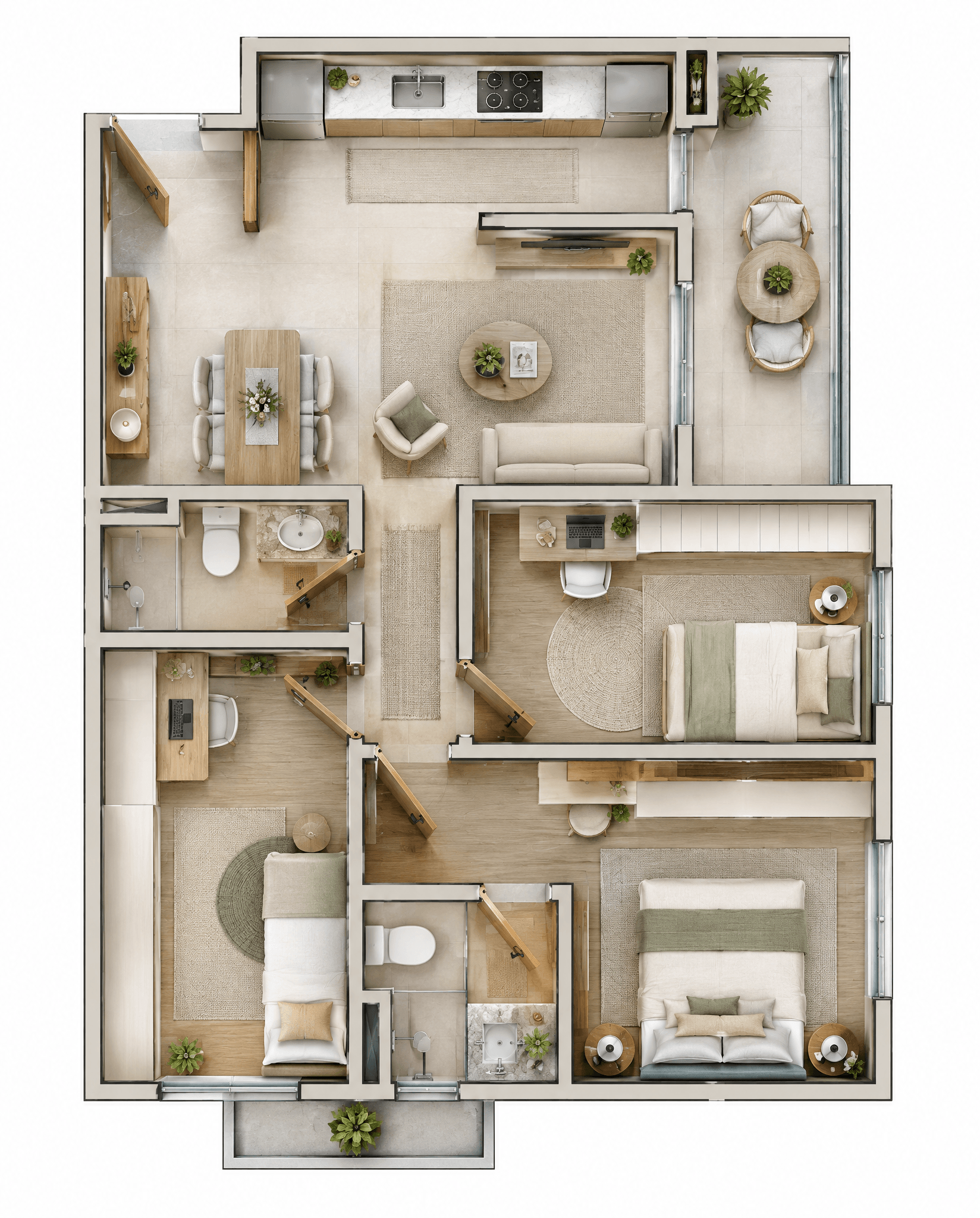 Contemporary ห้องนั่งเล่น design — interior photo by GenRoom AI