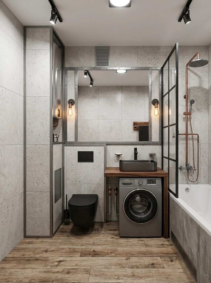 Interior design in Loft / Industrial style — Bathroom by GenRoom AI