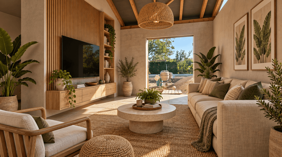 Biophilic Living Room design — interior photo by GenRoom AI