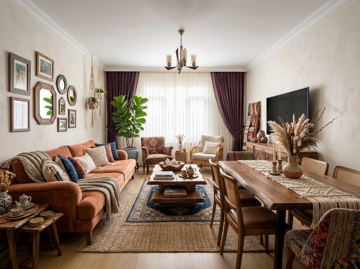 Interior design in Bohemian style — Living Room by GenRoom AI
