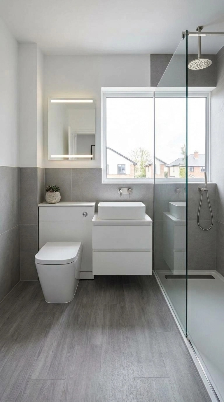 Bathroom interior in Minimalism style — photo by GenRoom AI