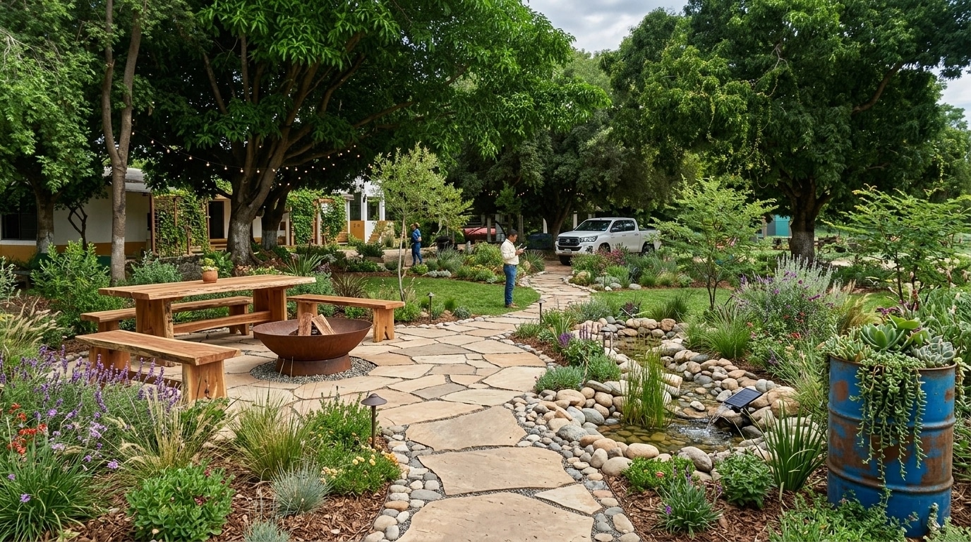Landscape design in Eco Natural Garden style — Yard by GenRoom AI