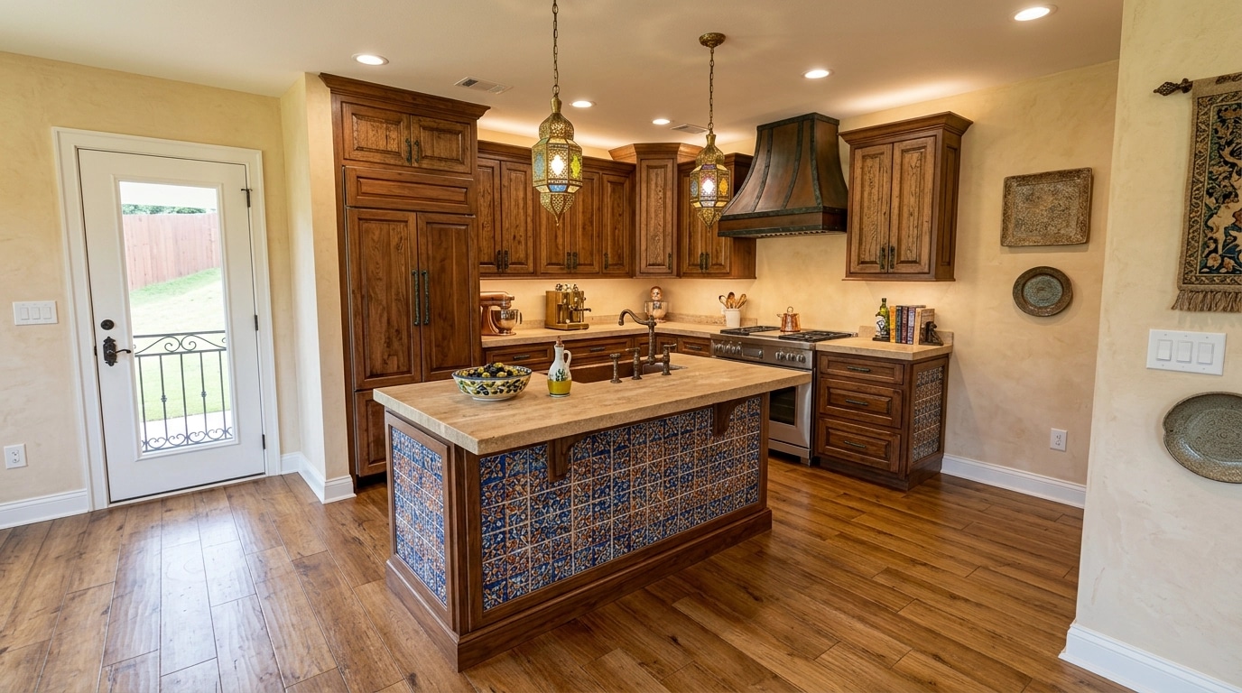 Kitchen interior in Mediterranean style — photo by GenRoom AI
