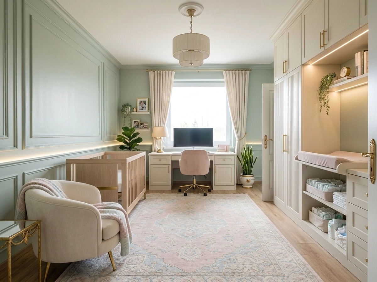 Office interior in Transitional style — photo by GenRoom AI