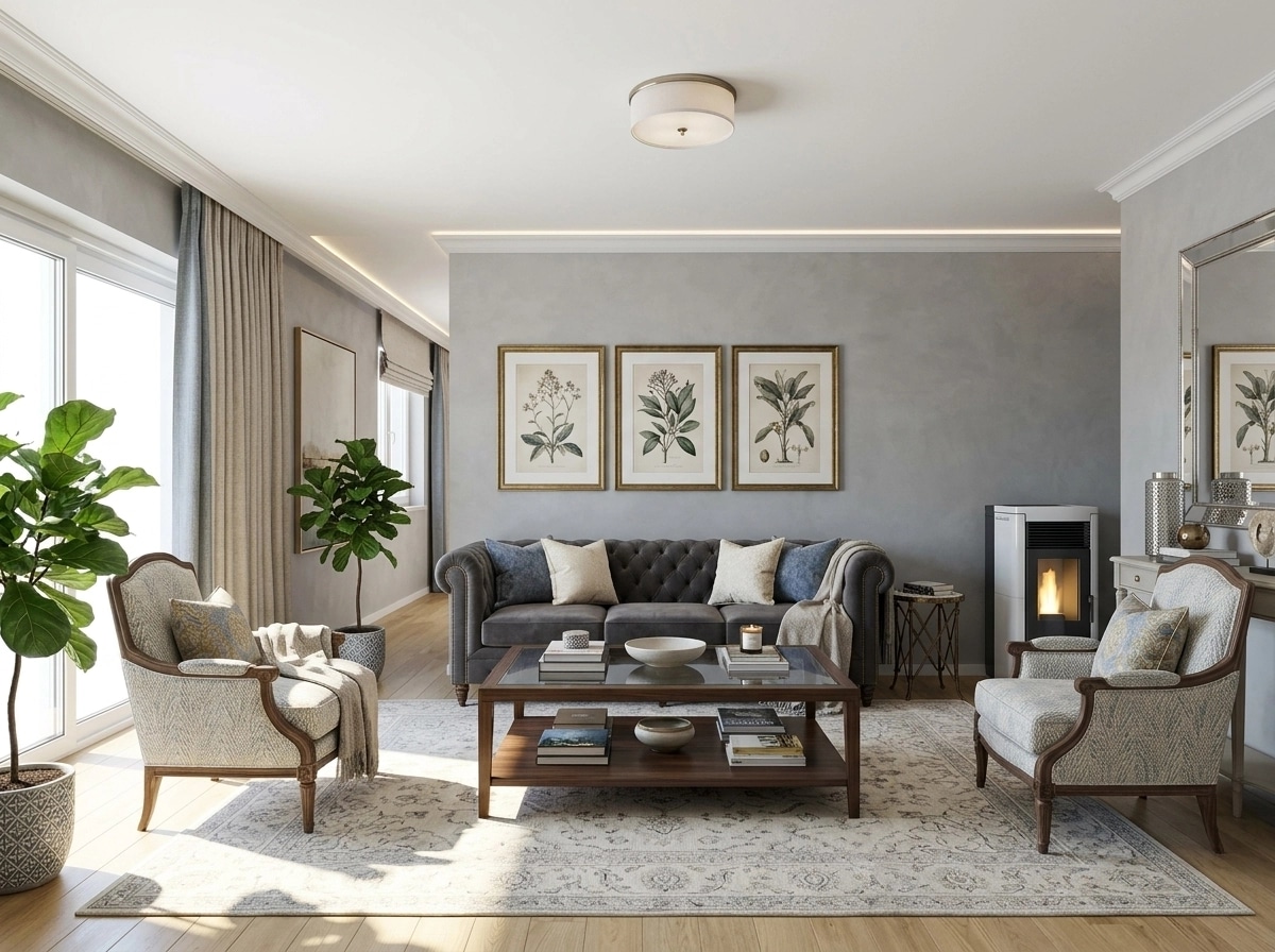 Transitional Living Room design — interior photo by GenRoom AI