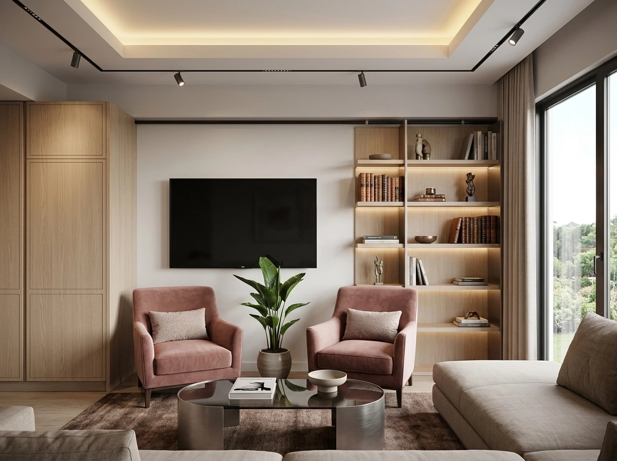 Innenraumdesign im Contemporary-Stil — Wohnzimmer von GenRoom AI