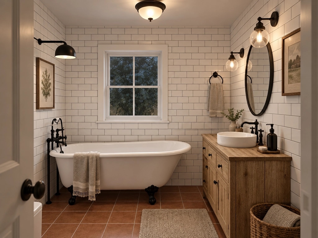 Bathroom interior in Modern Farmhouse style — photo by GenRoom AI