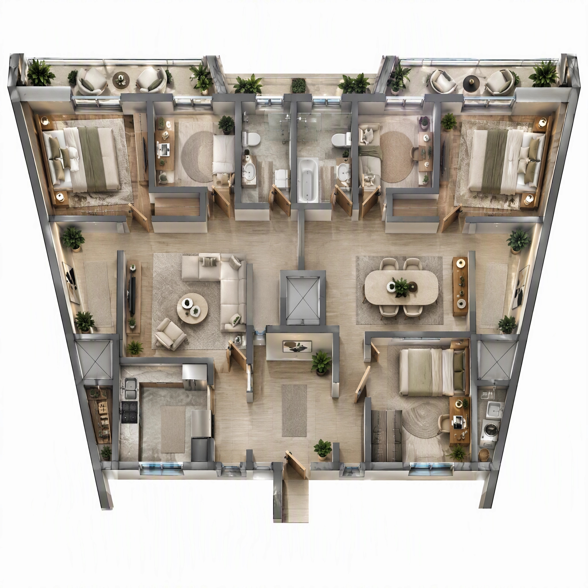 التصميم الداخلي بنمط Contemporary — غرفة المعيشة من GenRoom AI