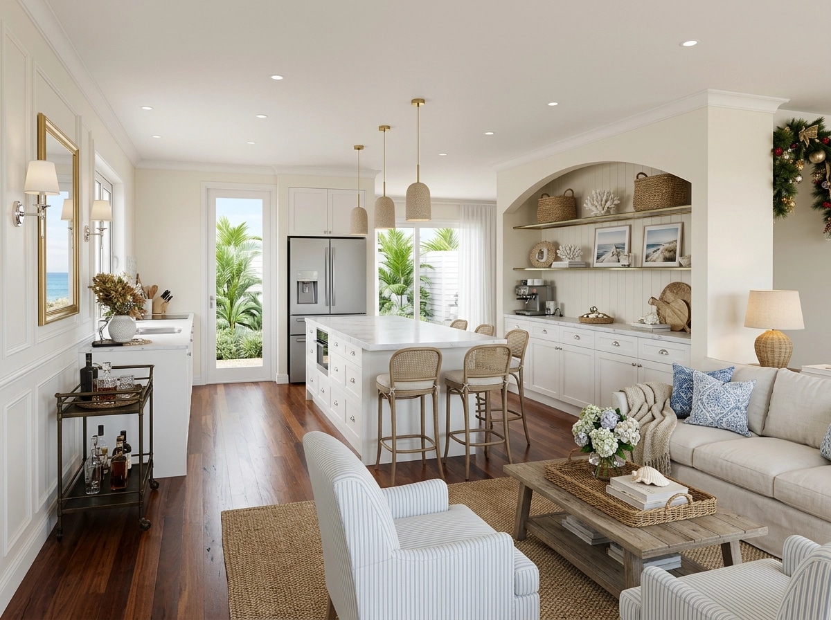 Interior design in Coastal / Hamptons style — Living Room by GenRoom AI