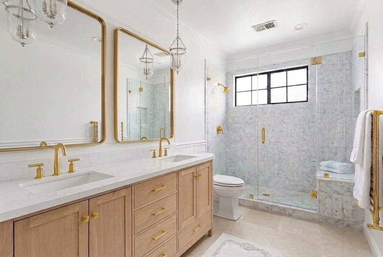 Interior design in Coastal / Hamptons style — Bathroom by GenRoom AI