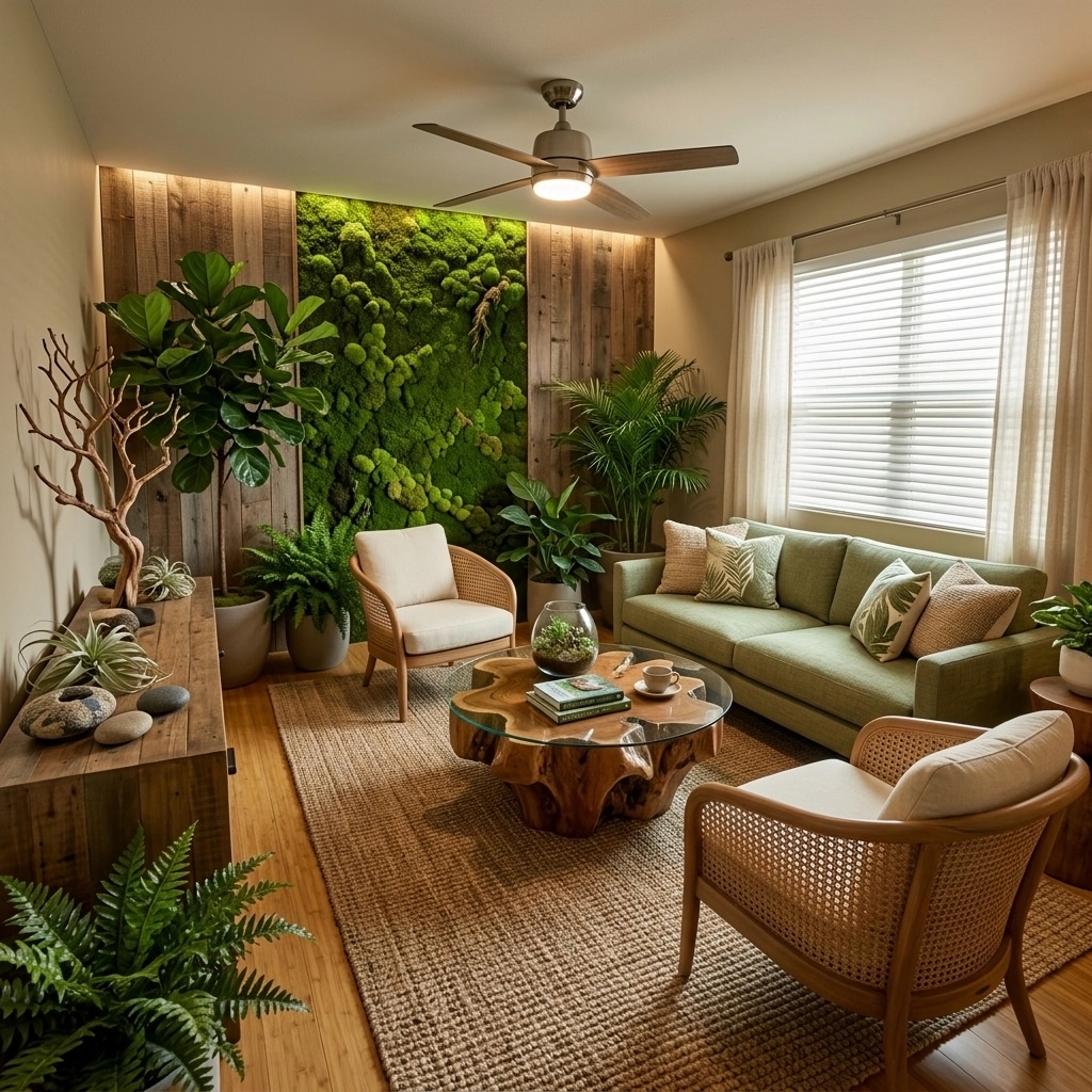 Interior design in Biophilic style — Living Room by GenRoom AI