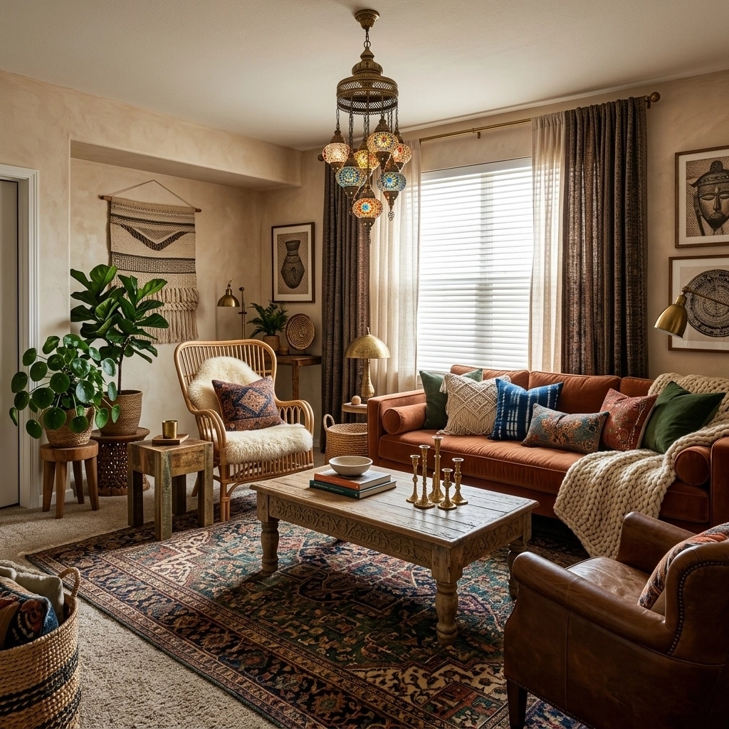 Interior design in Bohemian style — Living Room by GenRoom AI