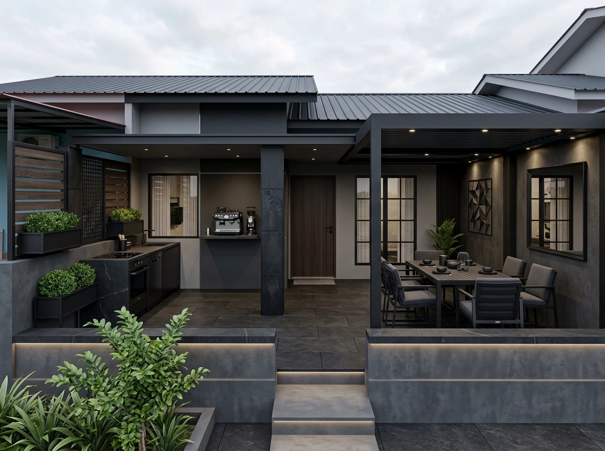 Design d'interni in stile Blacktec — terrace di GenRoom AI