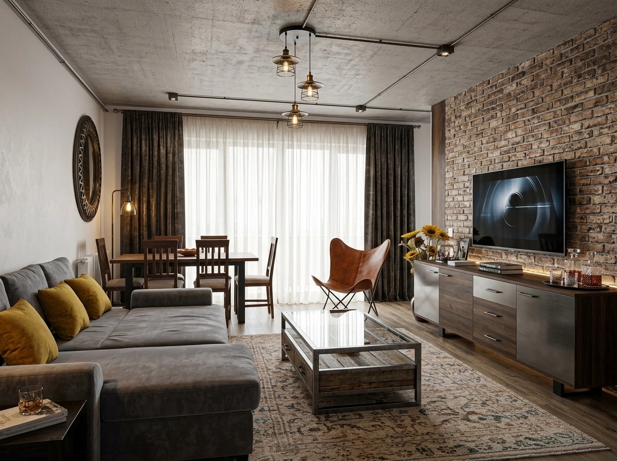 Interior design in Loft / Industrial style — Living Room by GenRoom AI