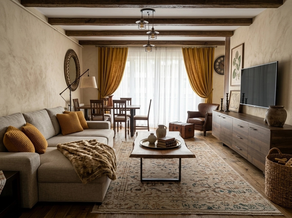 Rustic Living Room design — interior photo by GenRoom AI