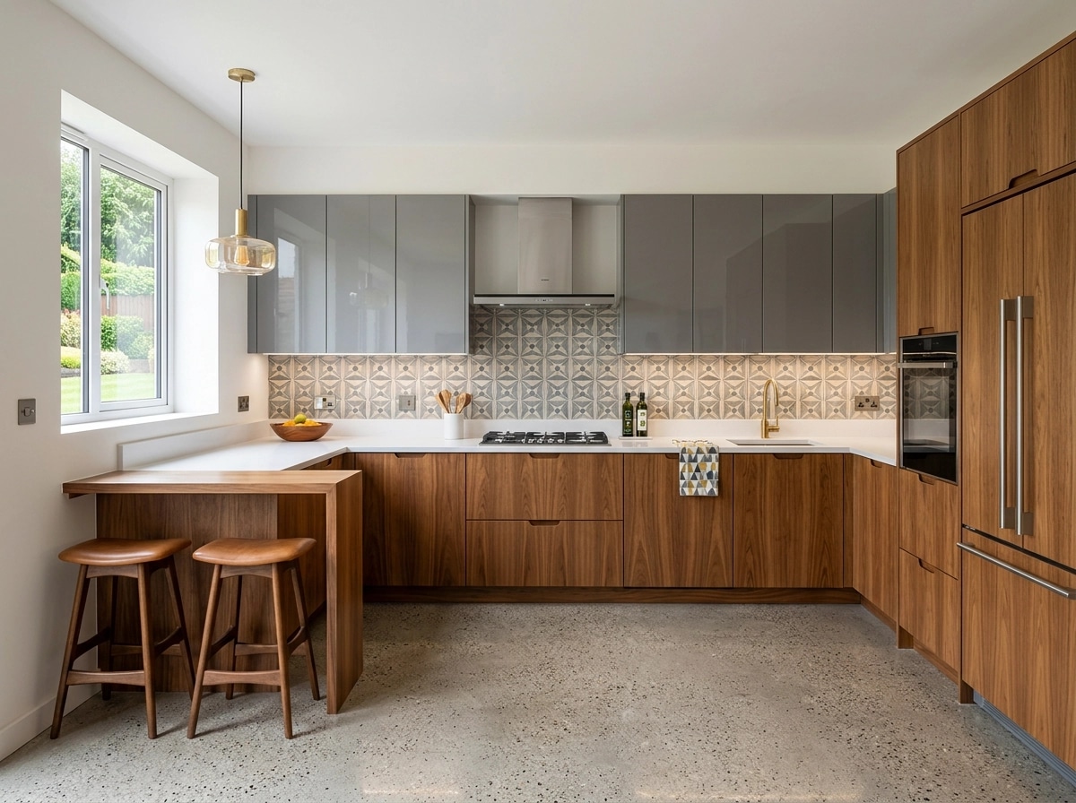 Kitchen interior in Mid-Century Modern style — photo by GenRoom AI