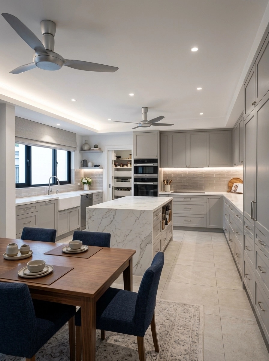 Kitchen interior in Transitional style — photo by GenRoom AI