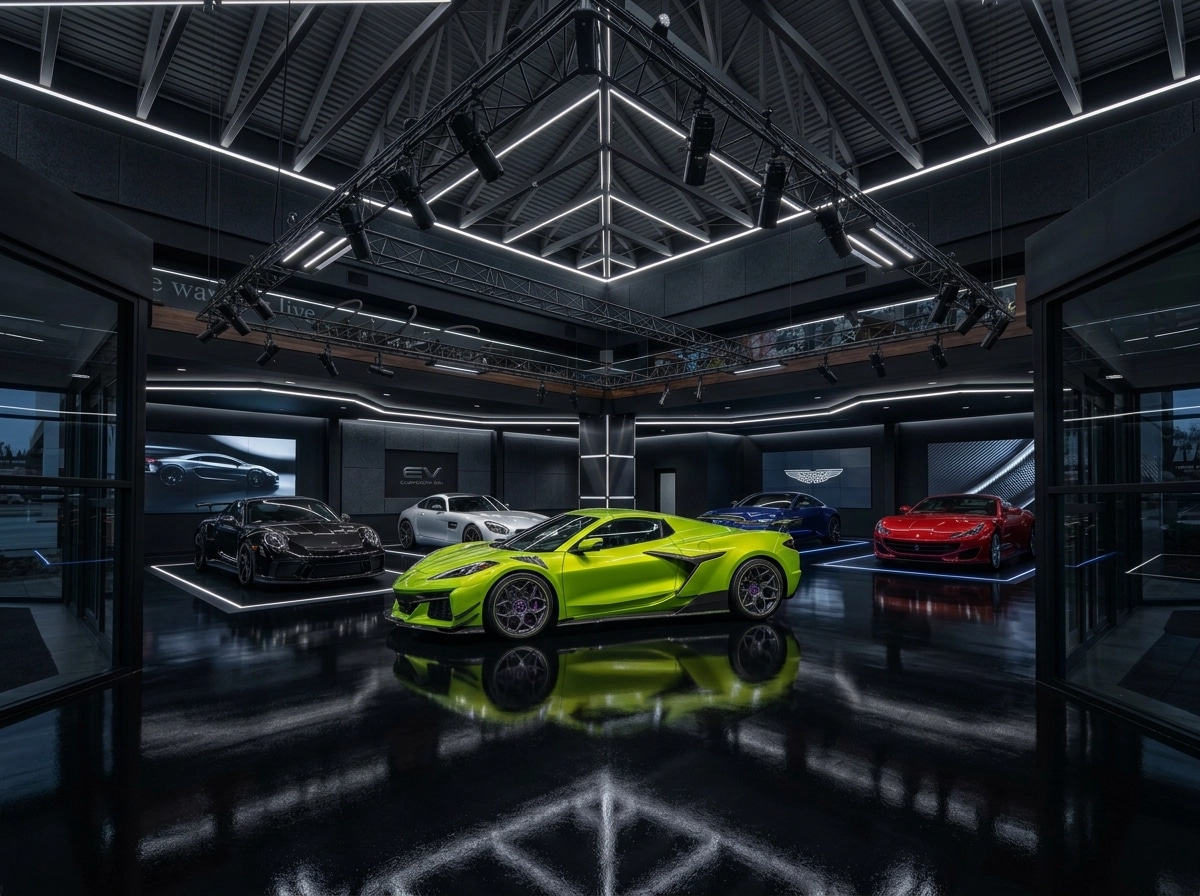 Interior design in Blacktec style — showroom by GenRoom AI