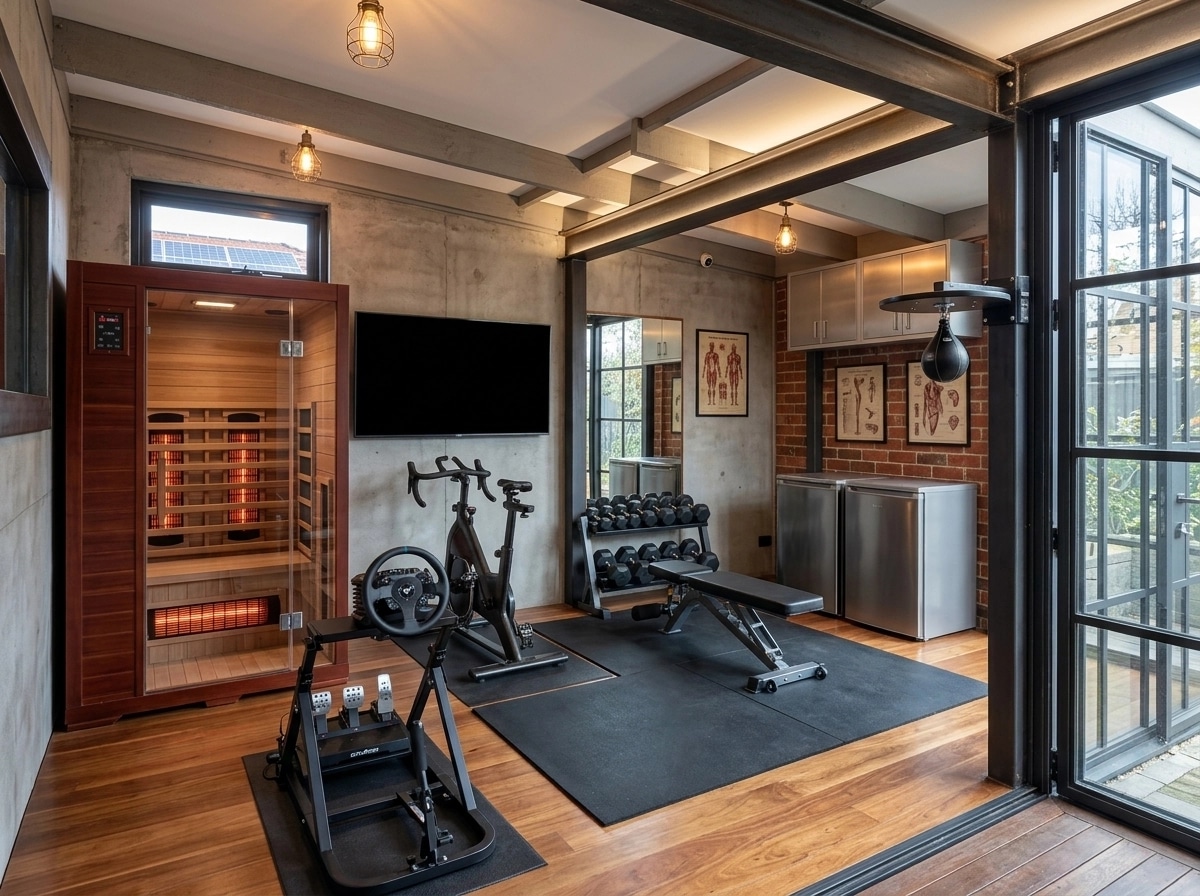 Interior design in Loft / Industrial style — gym by GenRoom AI