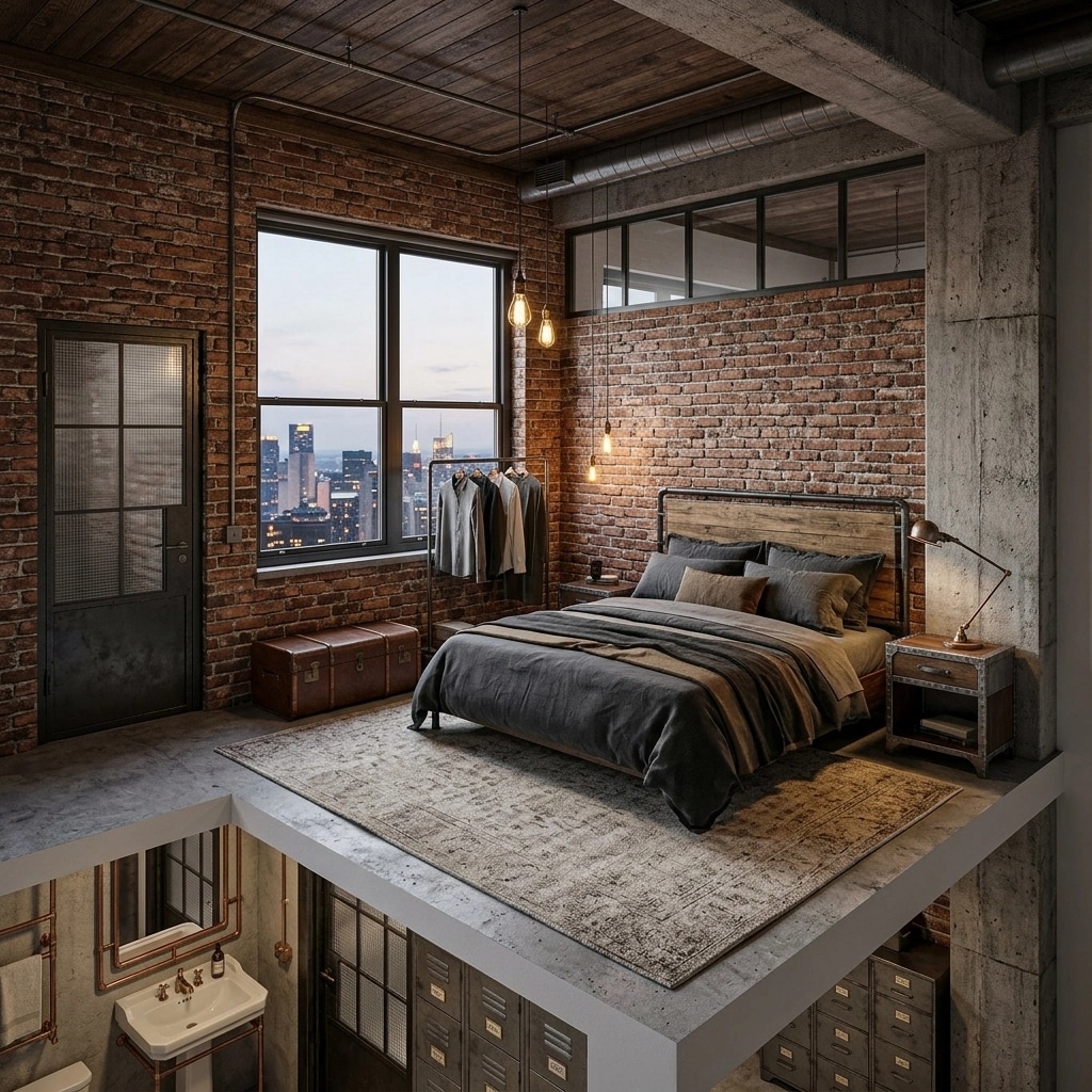 Design de interiores em estilo Loft / Industrial — Quarto por GenRoom AI