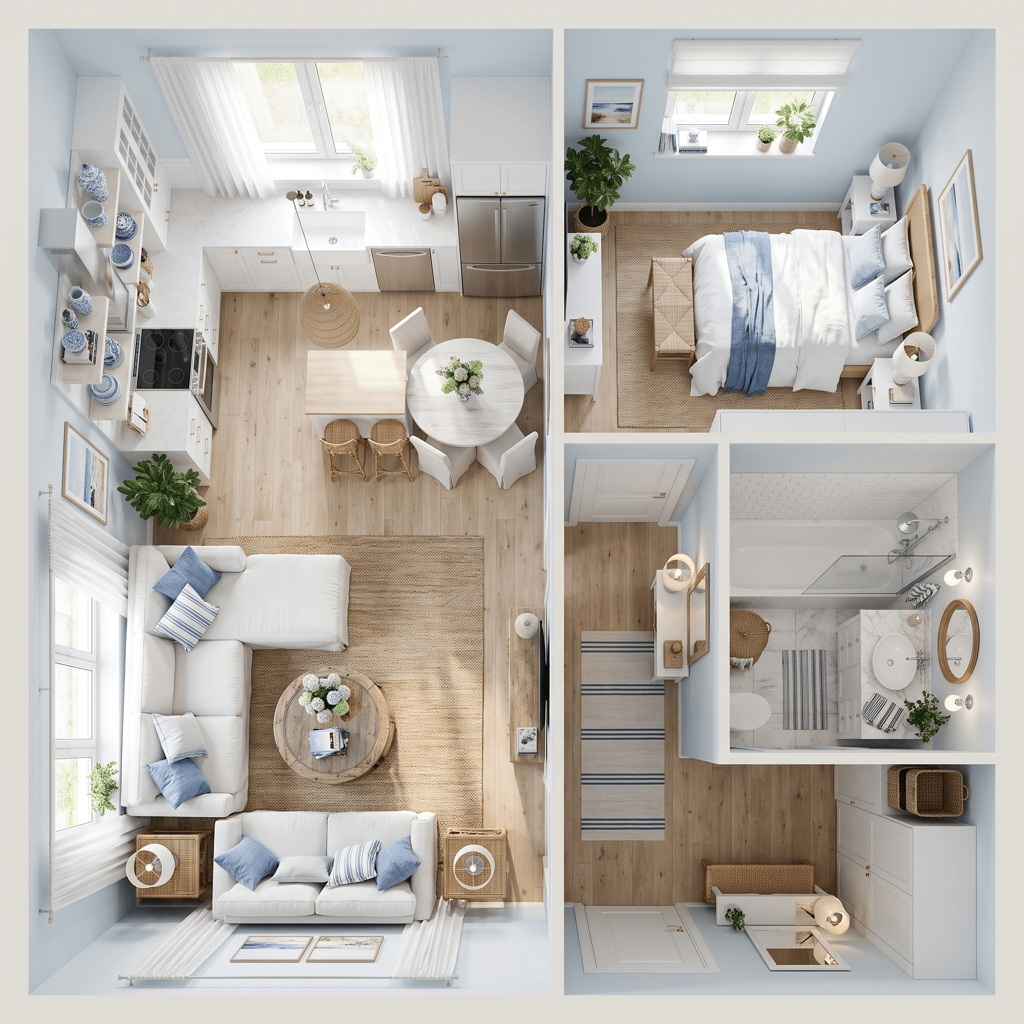 Interior desain di Coastal / Hamptons gaya — Ruang Tamu oleh GenRoom AI
