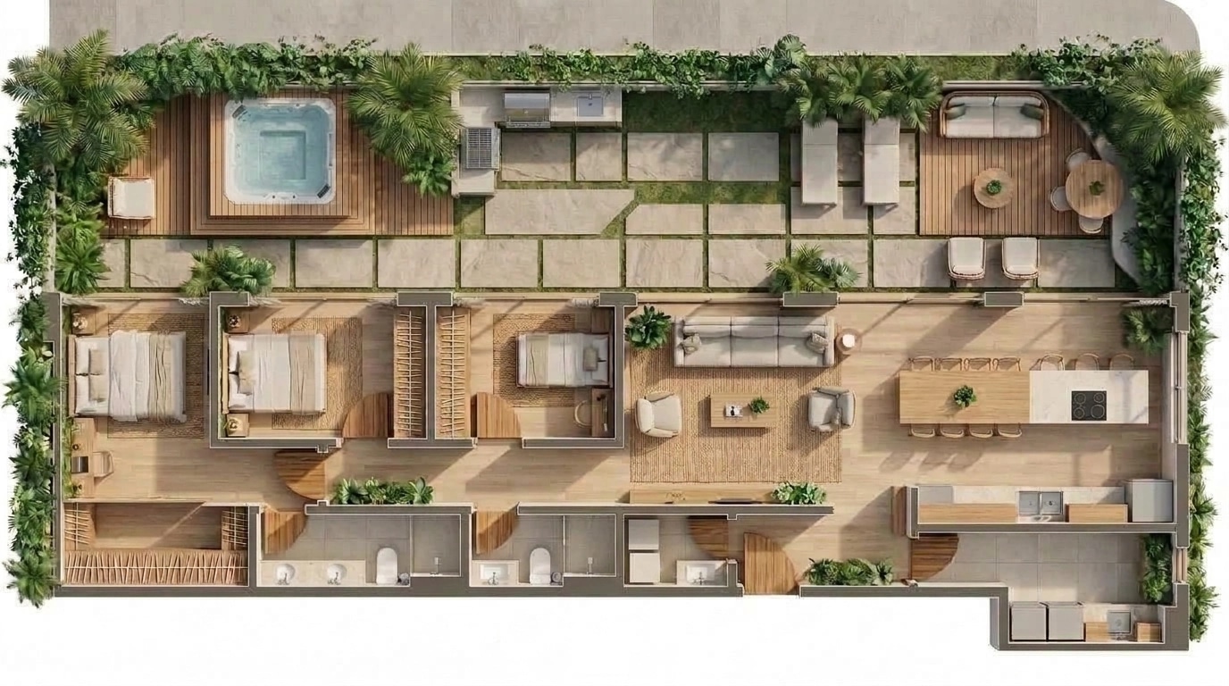Biophilic Living Room design — interior photo by GenRoom AI