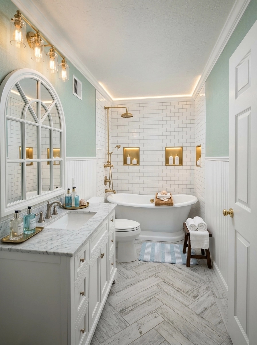 Interior design in Coastal / Hamptons style — Bathroom by GenRoom AI