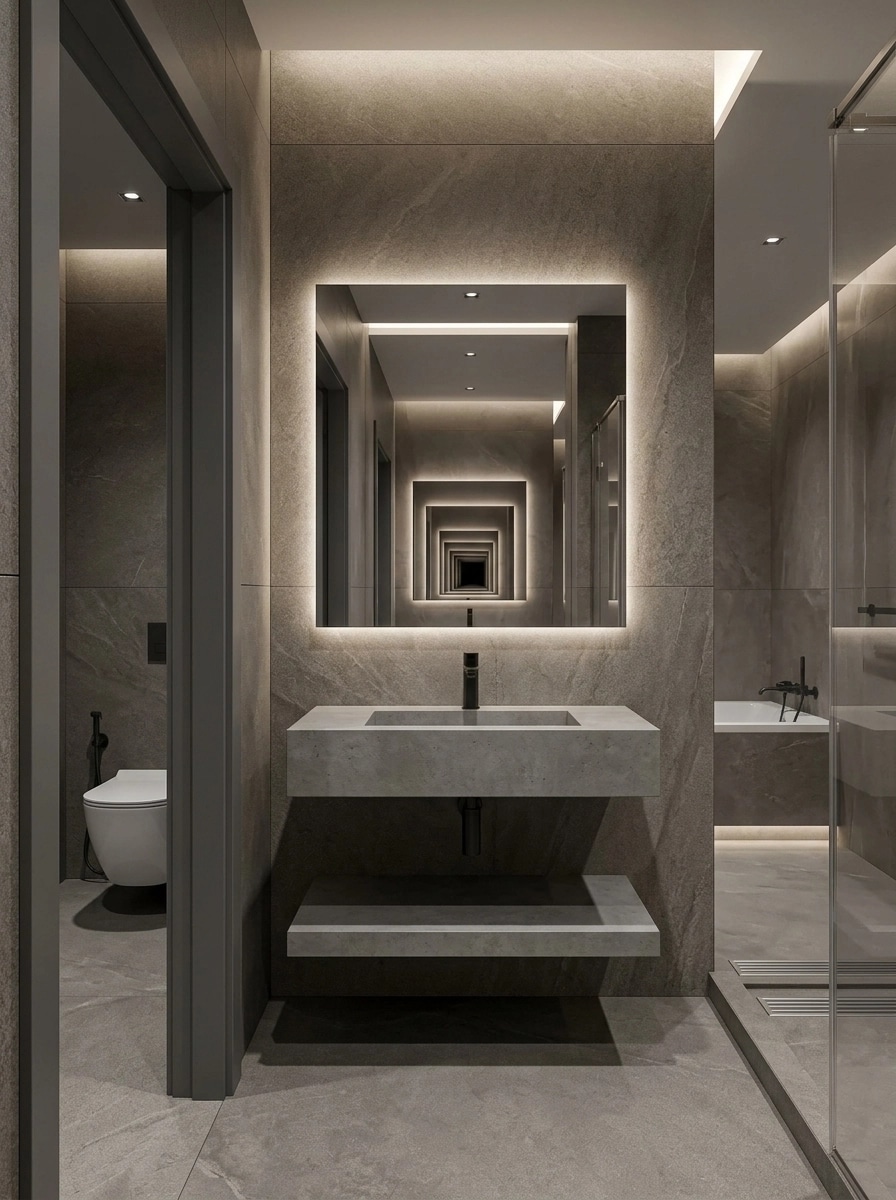 Bathroom interior in Minimalism style — photo by GenRoom AI
