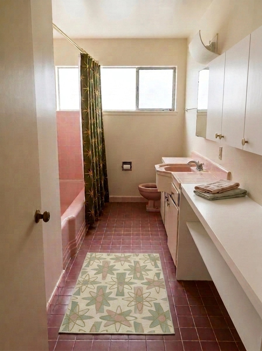 Bathroom interior in Mid-Century Modern style — photo by GenRoom AI