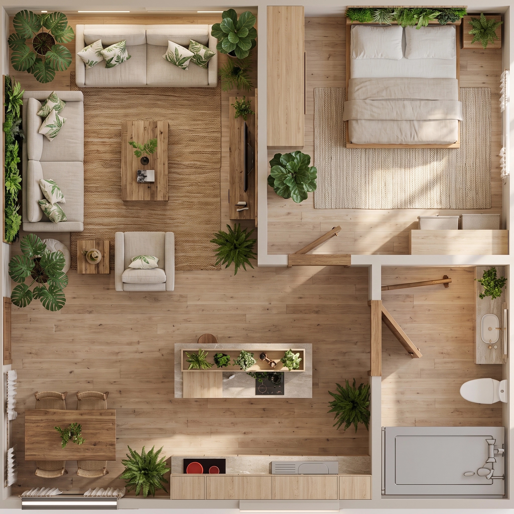 Interior design in Biophilic style — Living Room by GenRoom AI