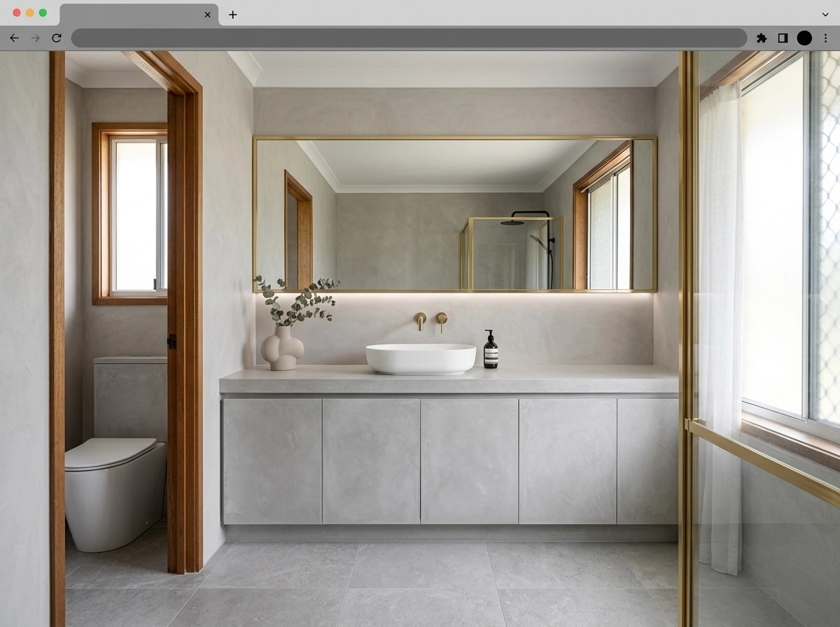 Bathroom interior in Minimalism style — photo by GenRoom AI