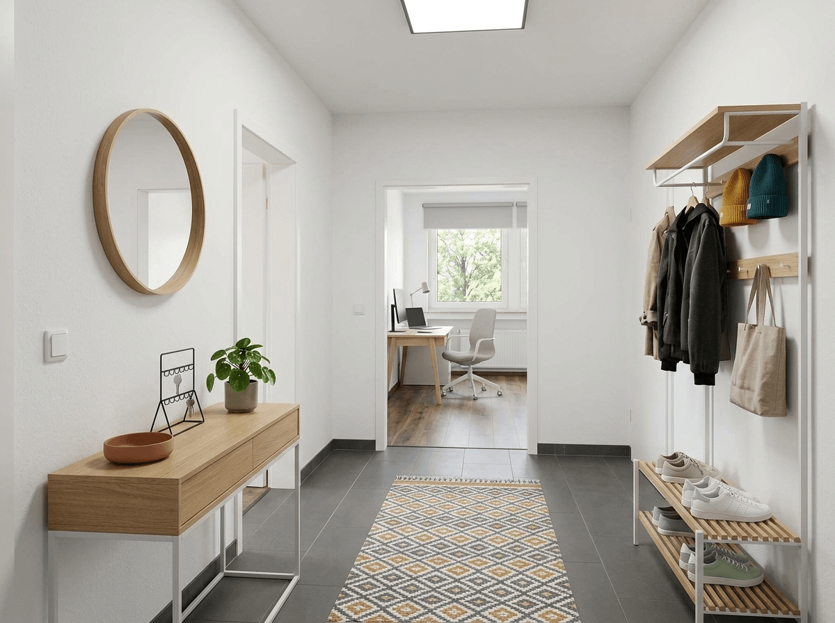 Hallway interior in Scandinavian style — photo by GenRoom AI