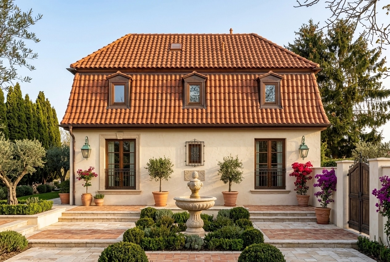 Facade design in Mediterranean Facade style — photo by GenRoom AI