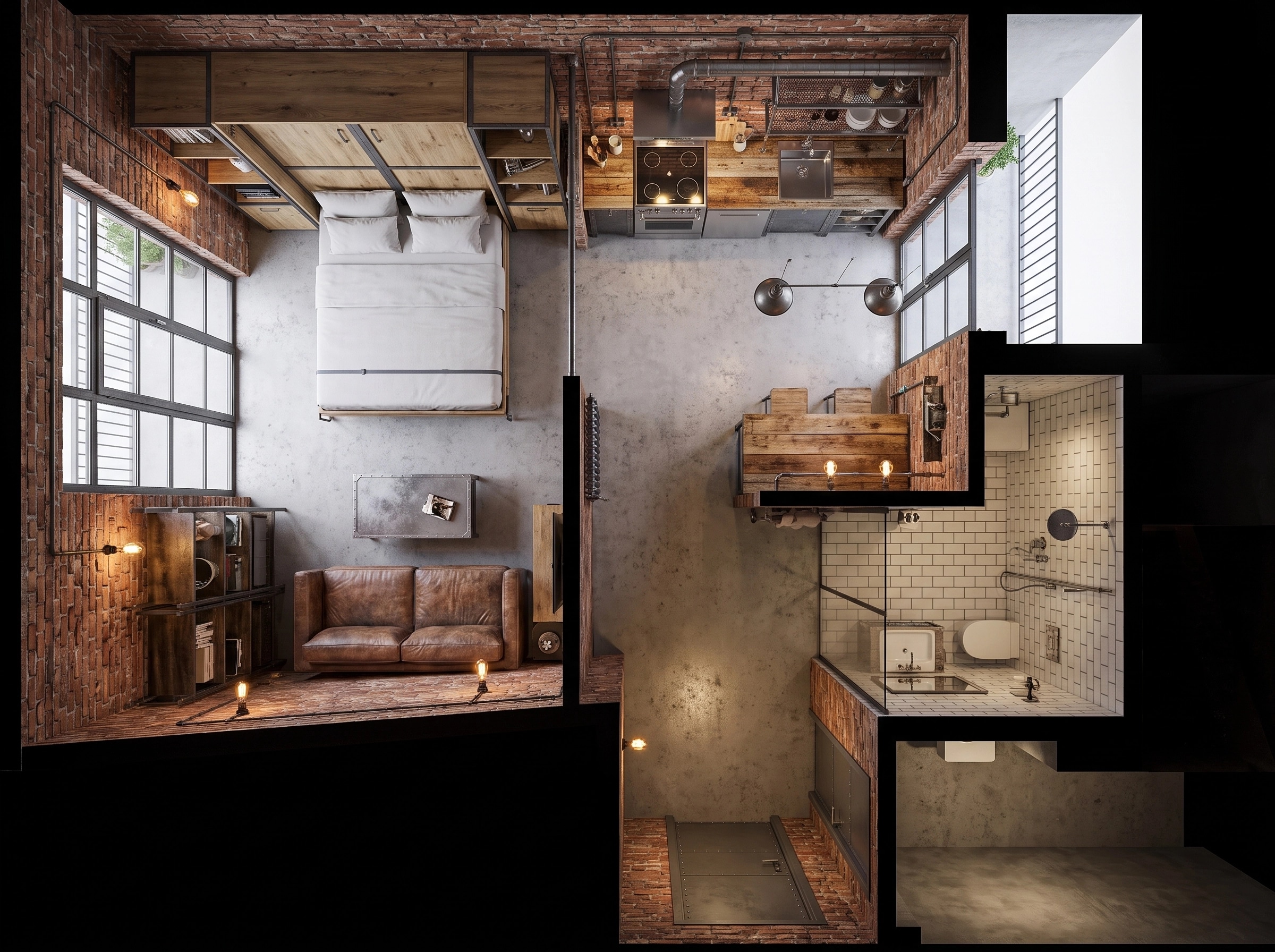Interior design in Loft / Industrial style — Living Room by GenRoom AI