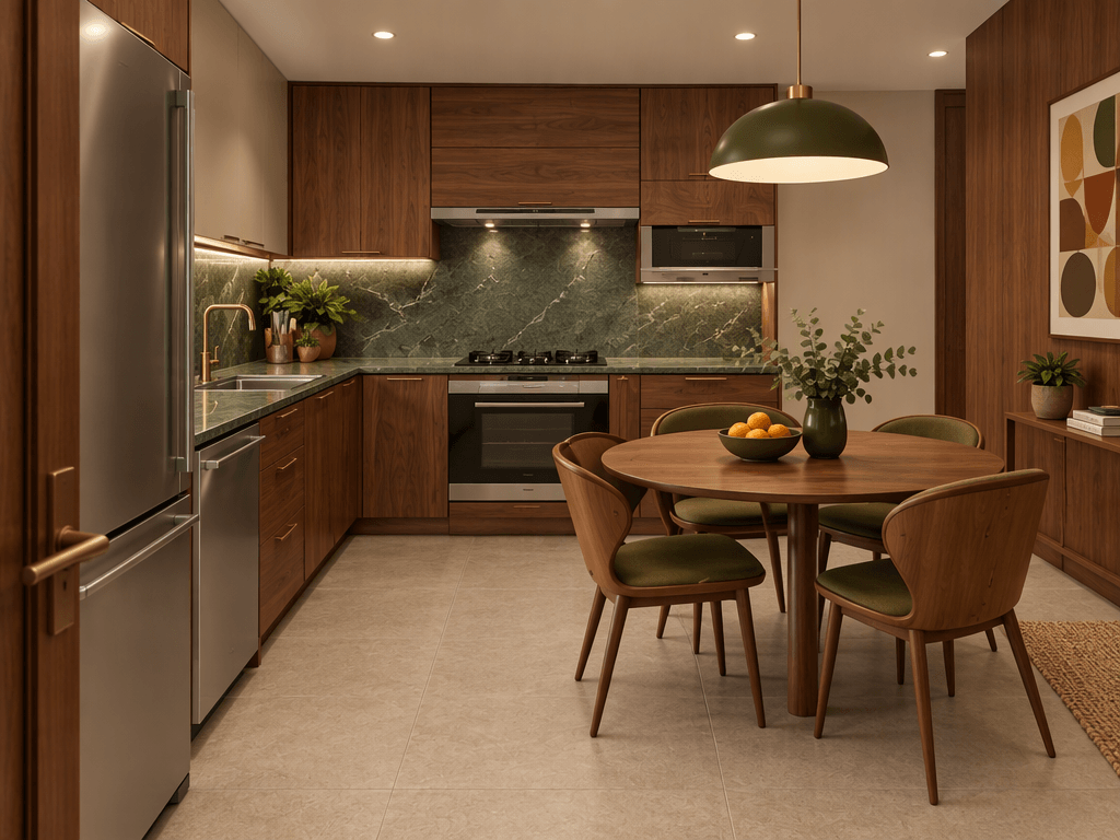 Kitchen interior in Mid-Century Modern style — photo by GenRoom AI