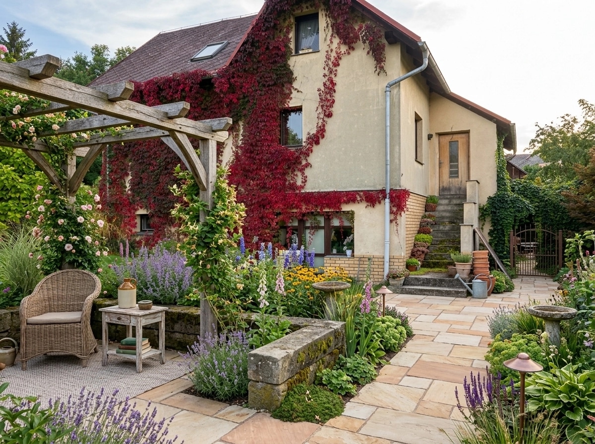 Design paysager en style Country Rustic Garden — Jardin par GenRoom AI